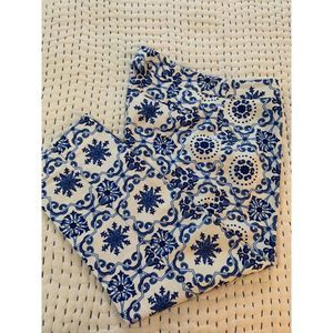 NWOT Talbots Size 10 Heritage Fit Blue & White Ankle-Length Pants